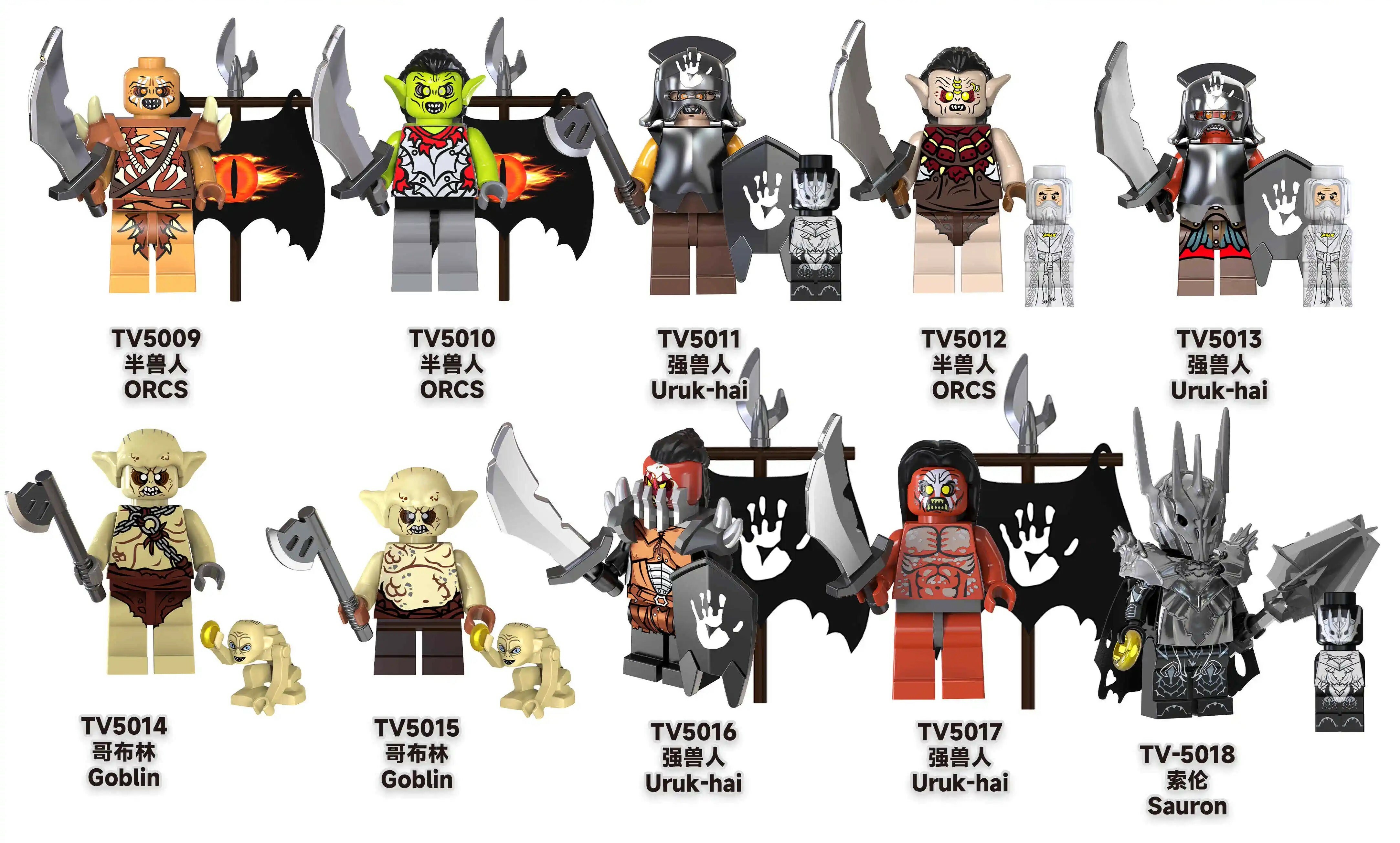 8 PCS / LOT Sauron Ocrs Uruk Hai Goblin and More Lord of the Rings Minifigs Minifigures Fit Lego TV6402