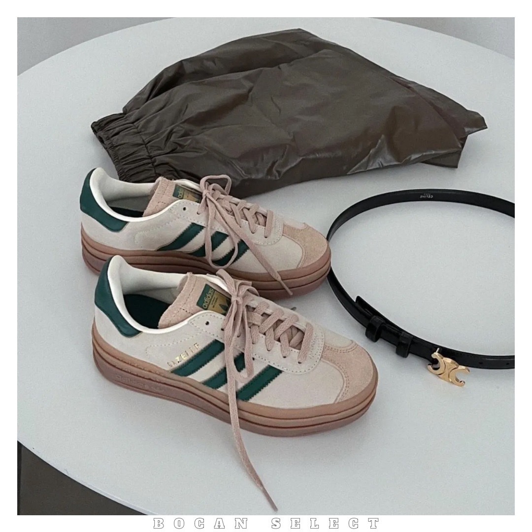 <章若楠同款> ADIDAS ORIGINALS GAZELLE BOLD 厚底抹茶榛果 ID7056