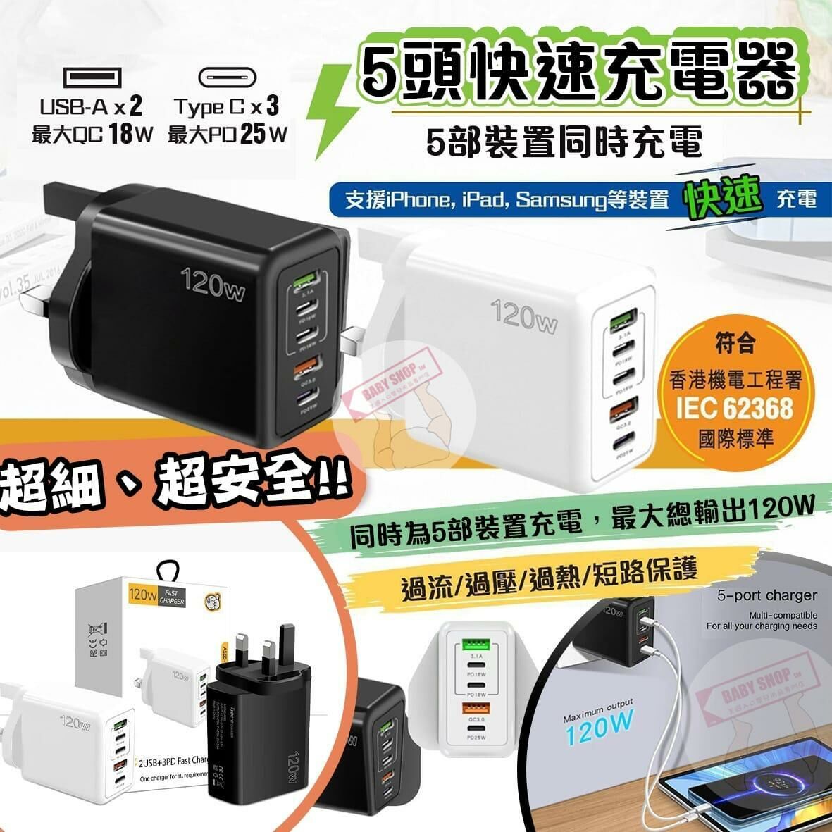 【預訂】A021908 5頭快速充電器