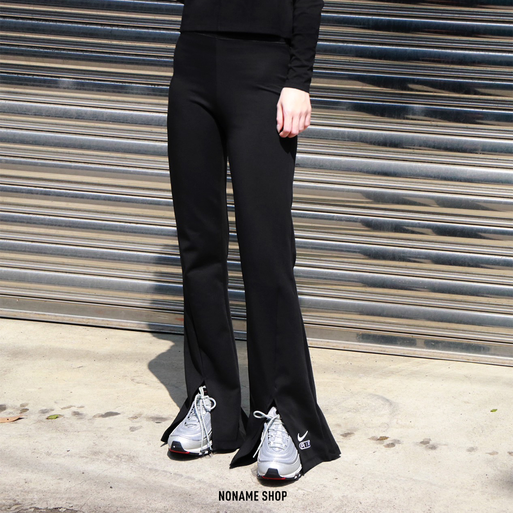 NIKE AIR 高腰 前開岔 喇叭褲 黑色 (女款)