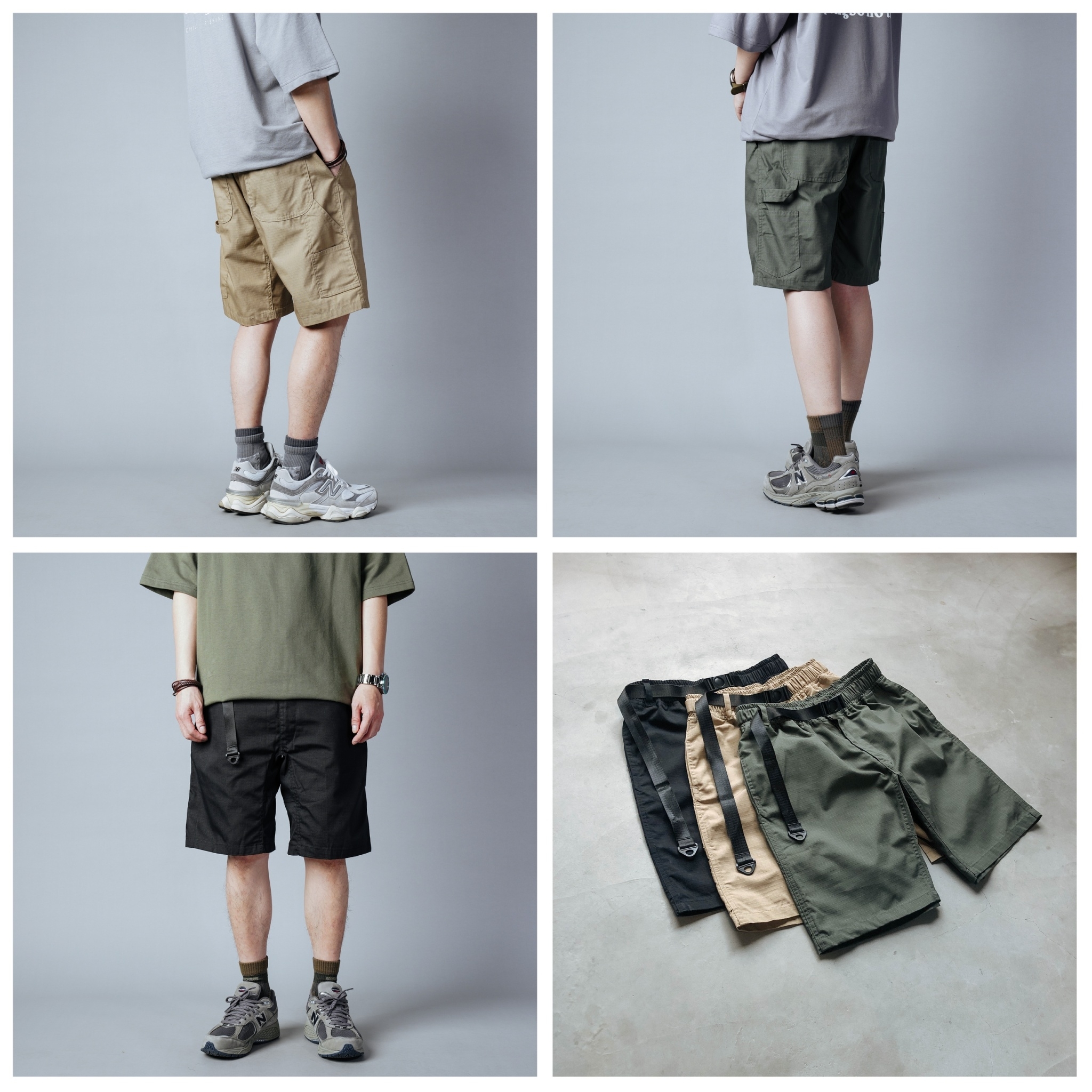 SBG 抗撕裂多剪裁工裝格紋速乾布料工裝短褲【004】