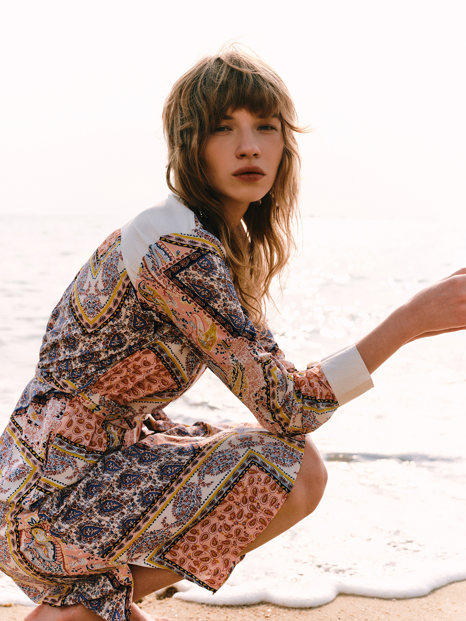 mi-tu 腰果花印花恤衫連身裙