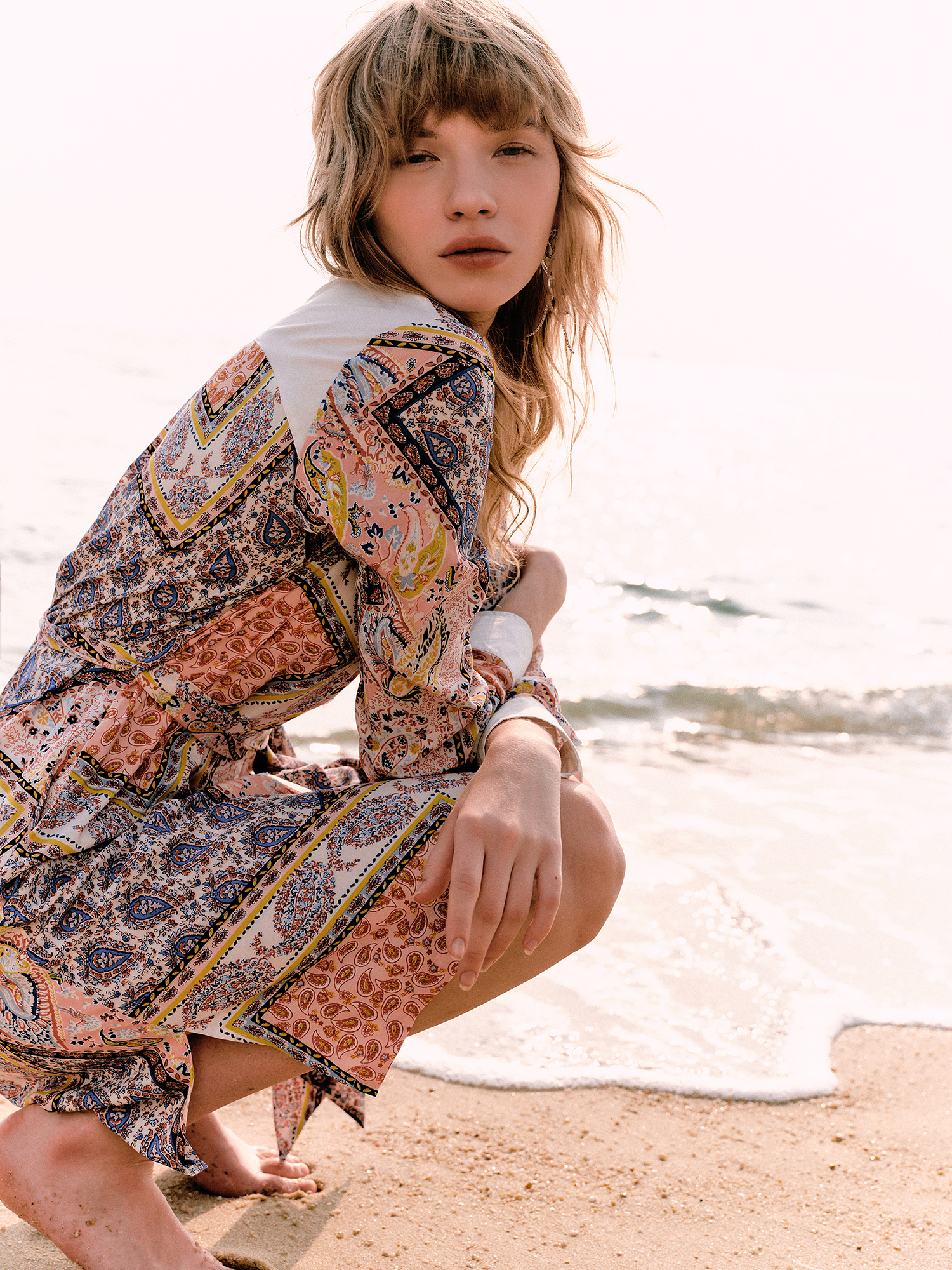 mi-tu 腰果花印花恤衫連身裙