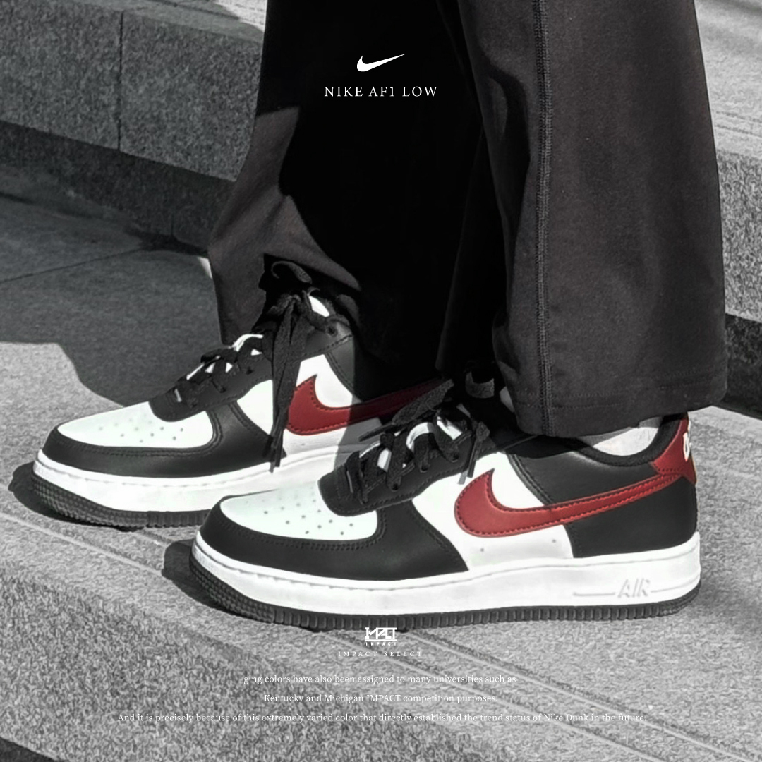 Nike Air Force 1 Low 酒紅熊貓 黑白紅 酒紅勾 FZ4351-001