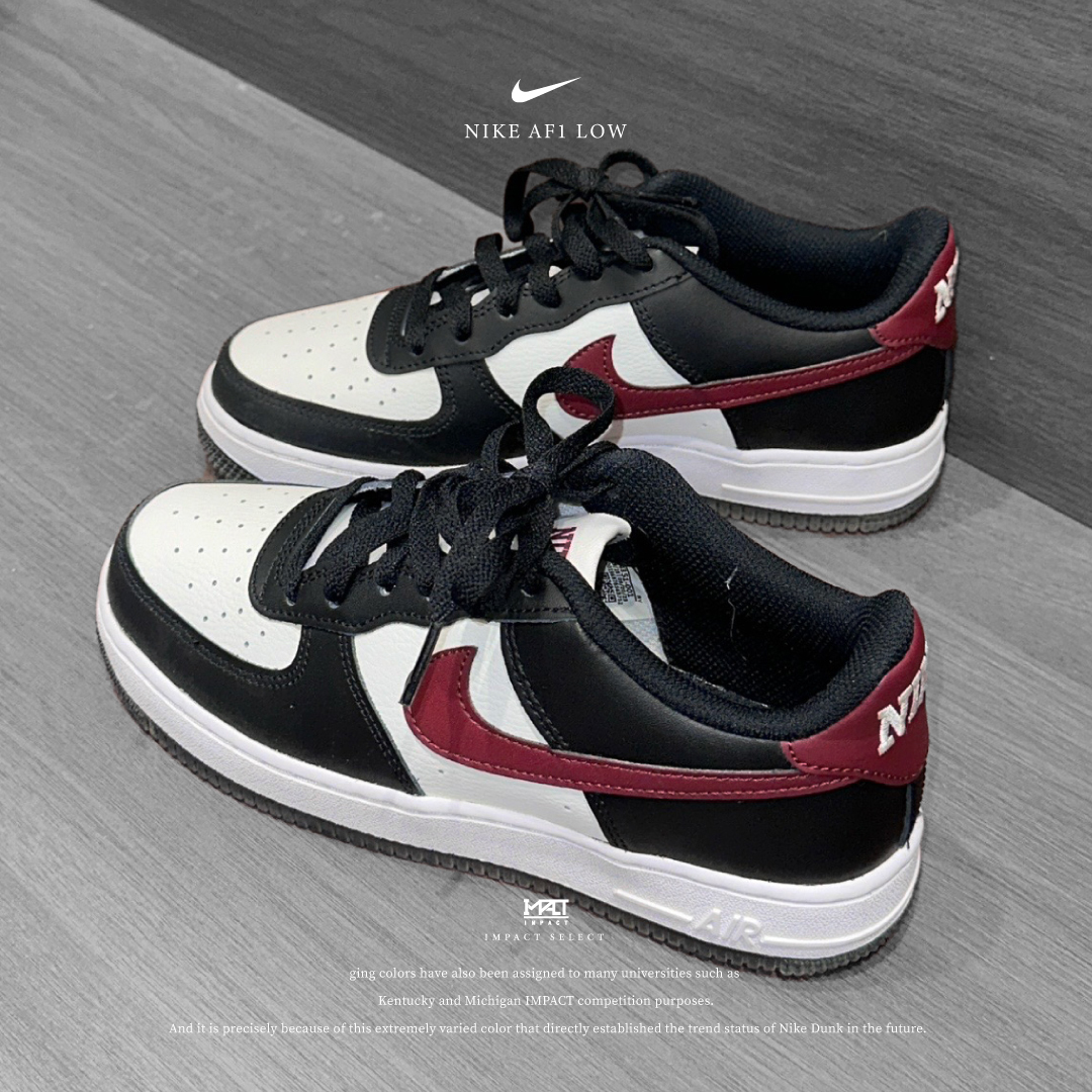 Nike Air Force 1 Low 酒紅熊貓 黑白紅 酒紅勾 FZ4351-001