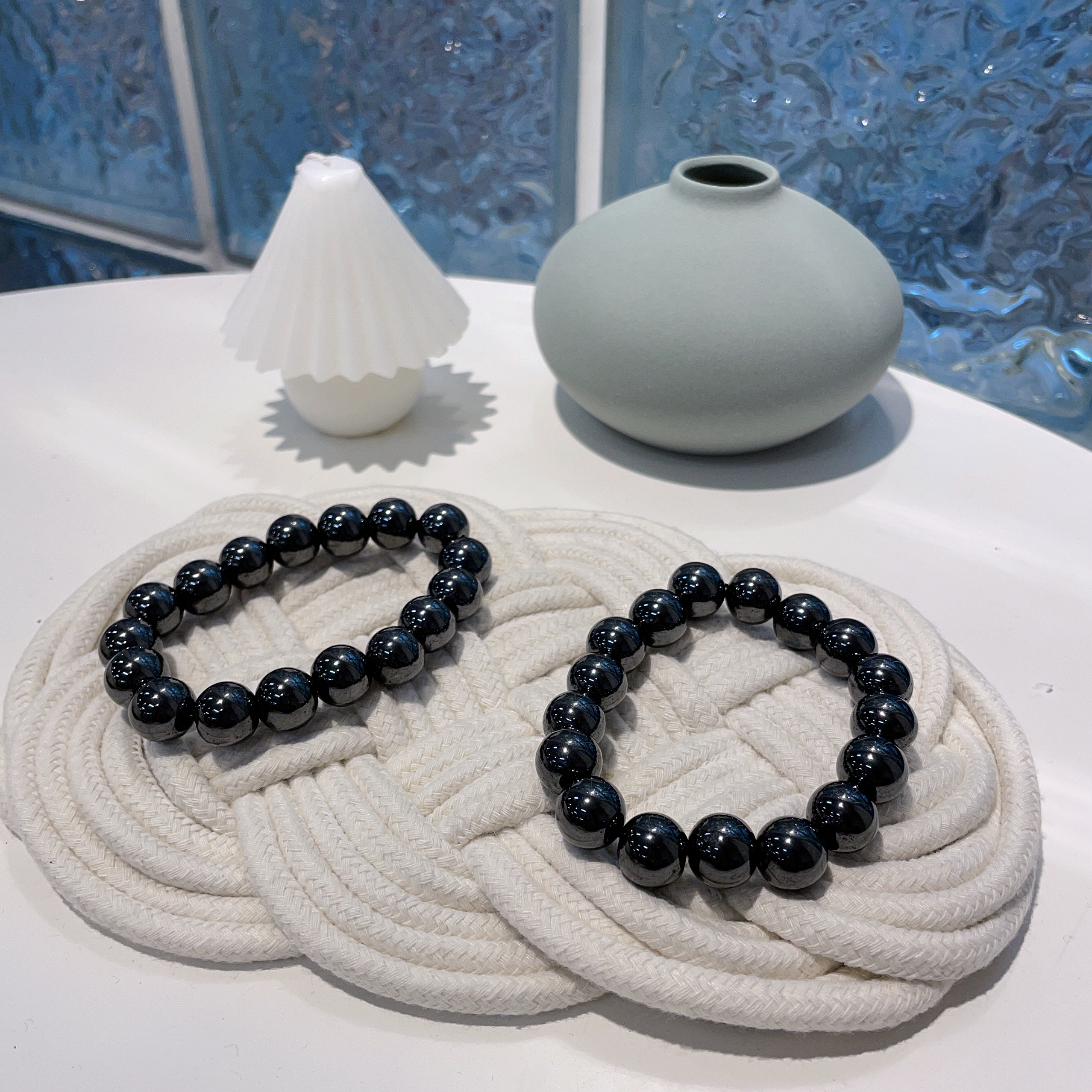 超高磁黑膽石圓珠手串 12mm