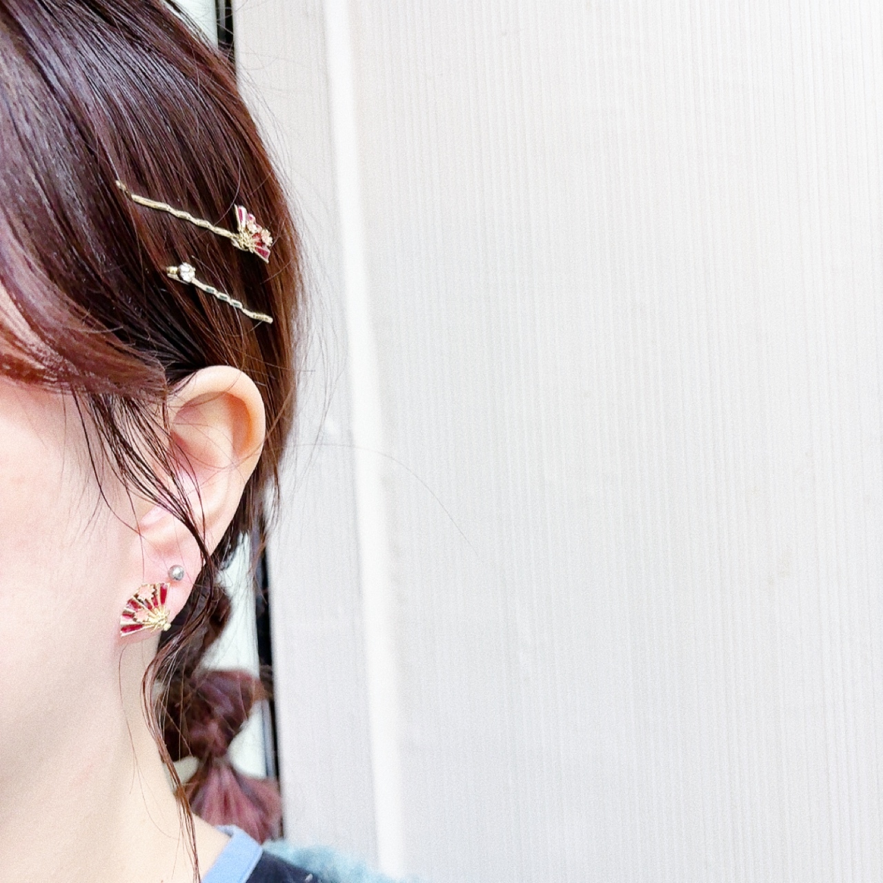 櫻花和扇耳環/髮夾