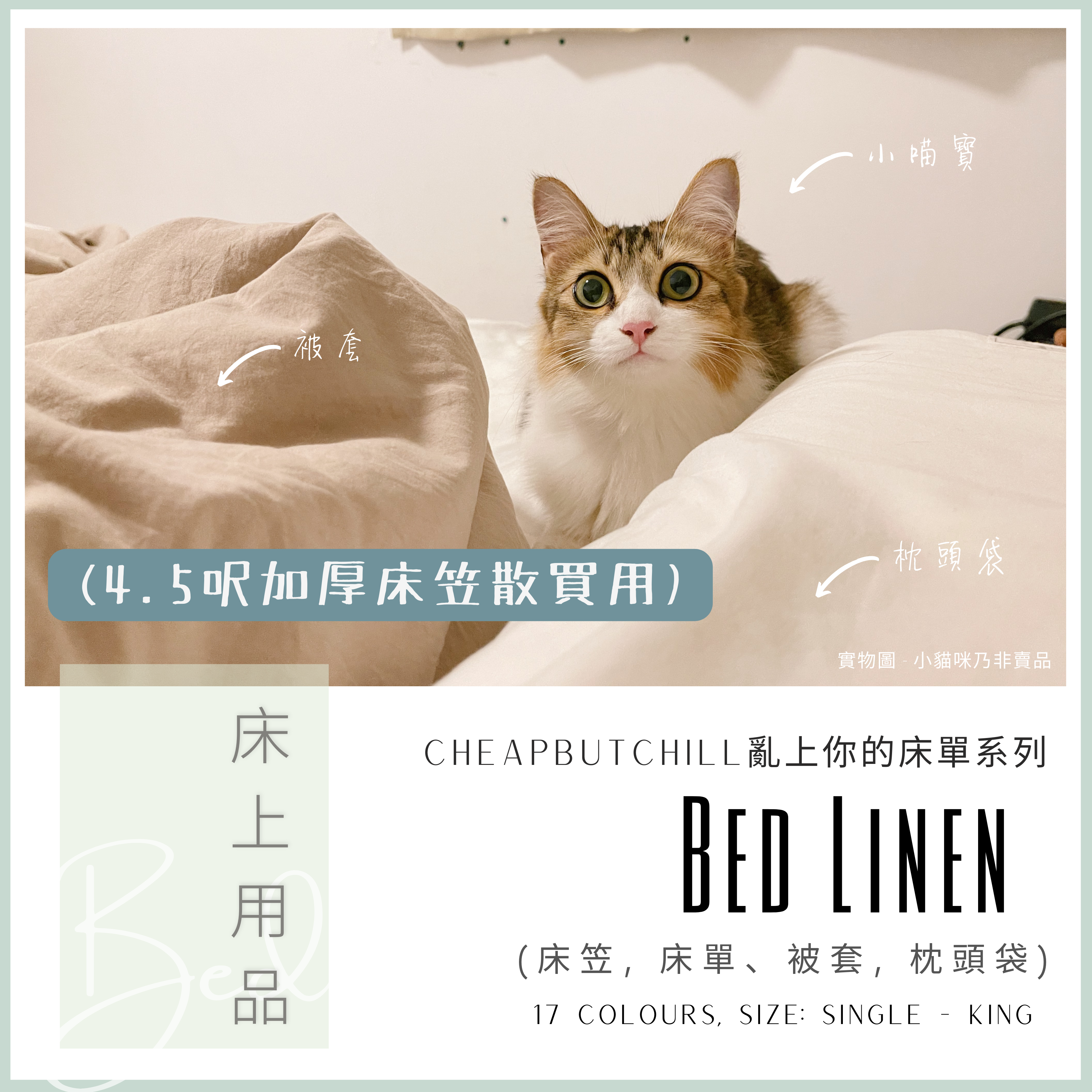 CheapbutChill 「亂上你的床單」系列 － 床上用品 (4.5呎加厚床笠)