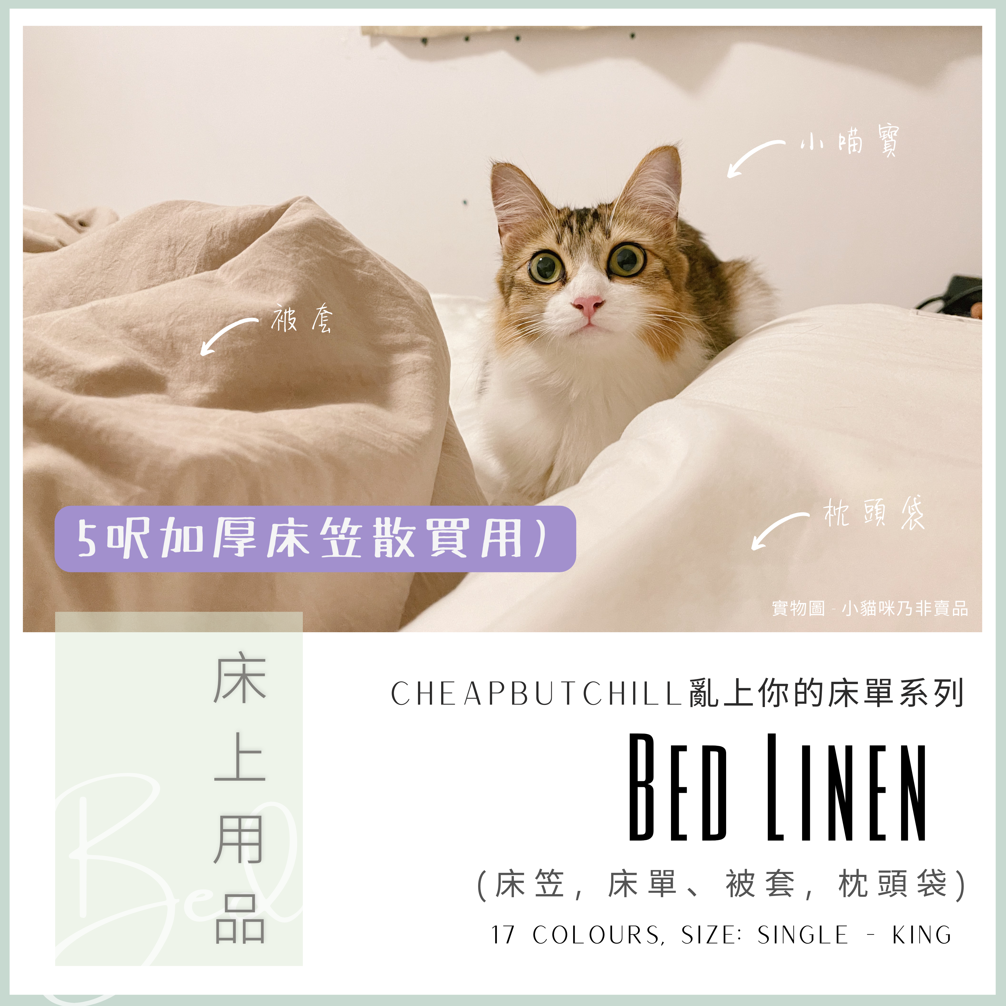 CheapbutChill 「亂上你的床單」系列 － 床上用品 (5呎加厚床笠)