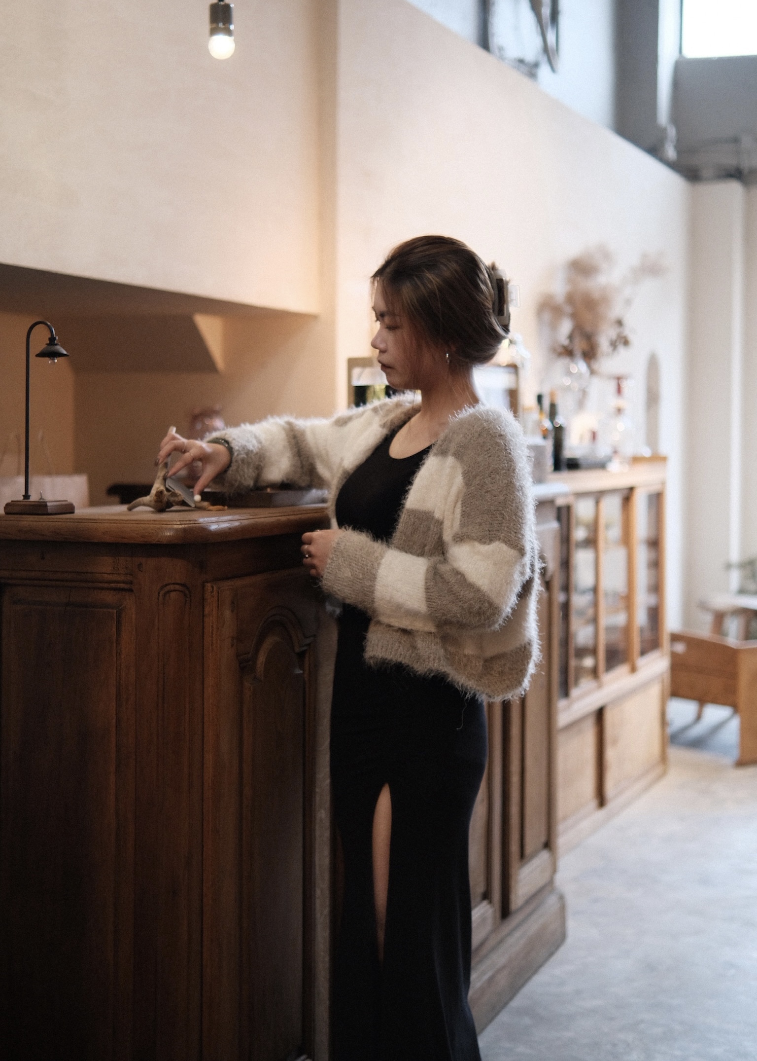 滑到癲大間條簡約外套// 兩色入