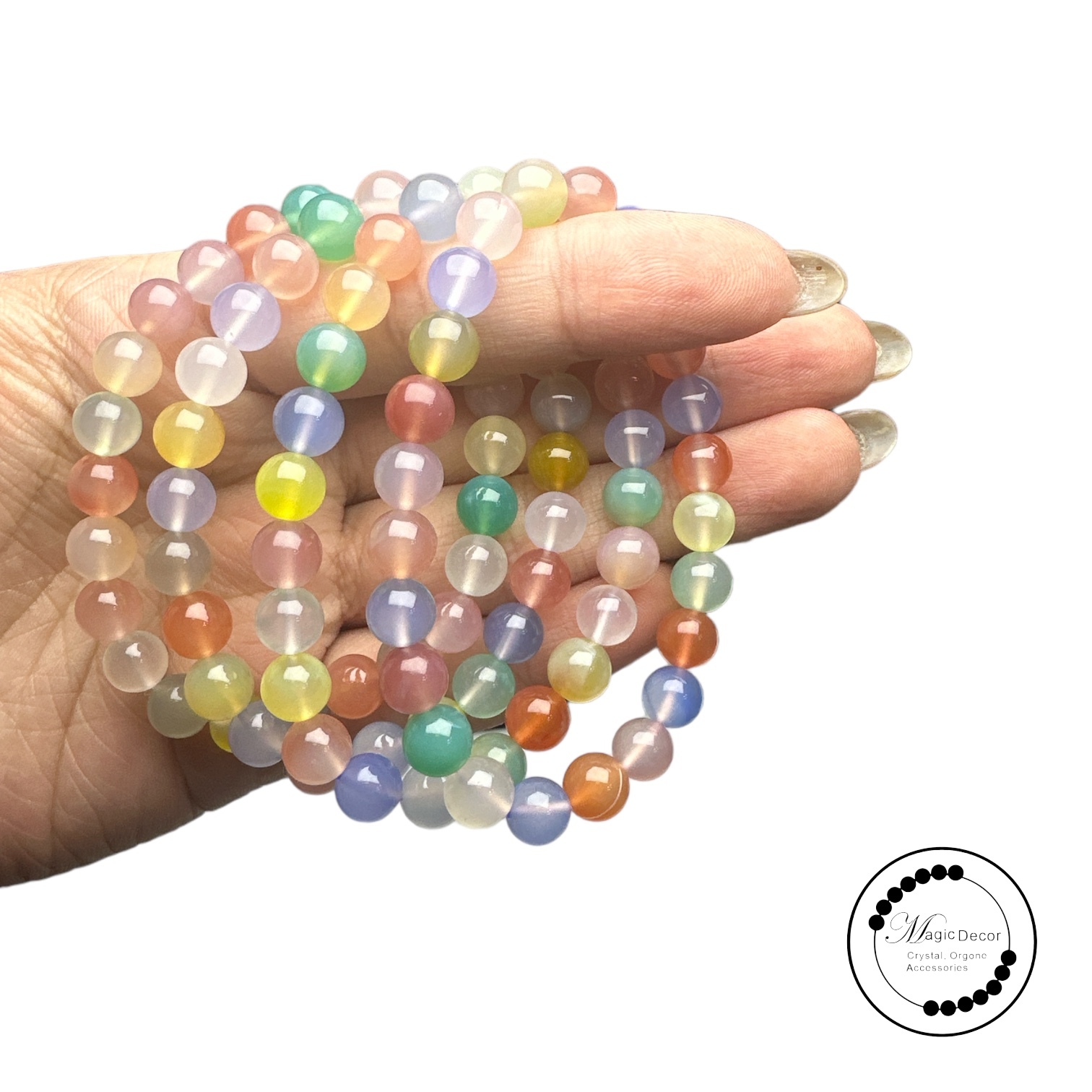 251115 -C12 7mm+糖果彩鹽源瑪瑙手串