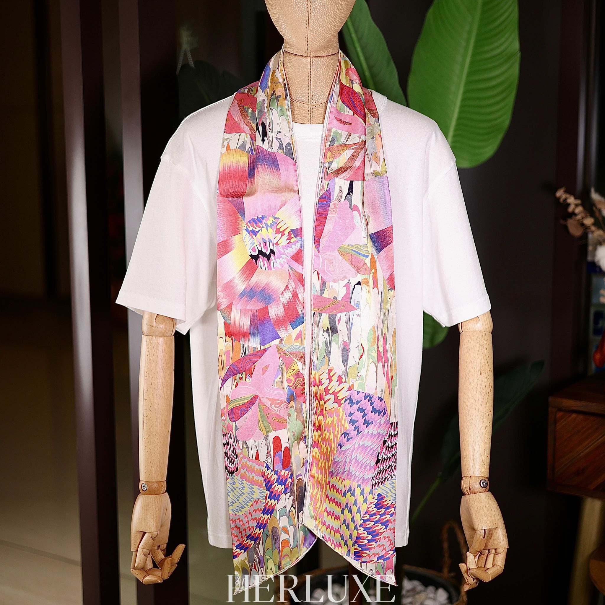 Marble silk muffler 20x160cm