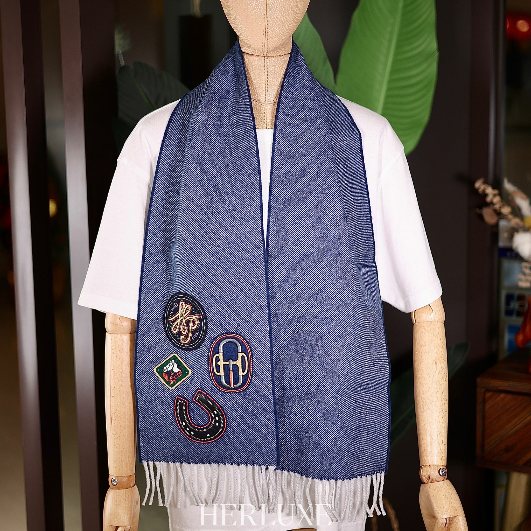 Muffler 100% cashmere 25x150cm bleu