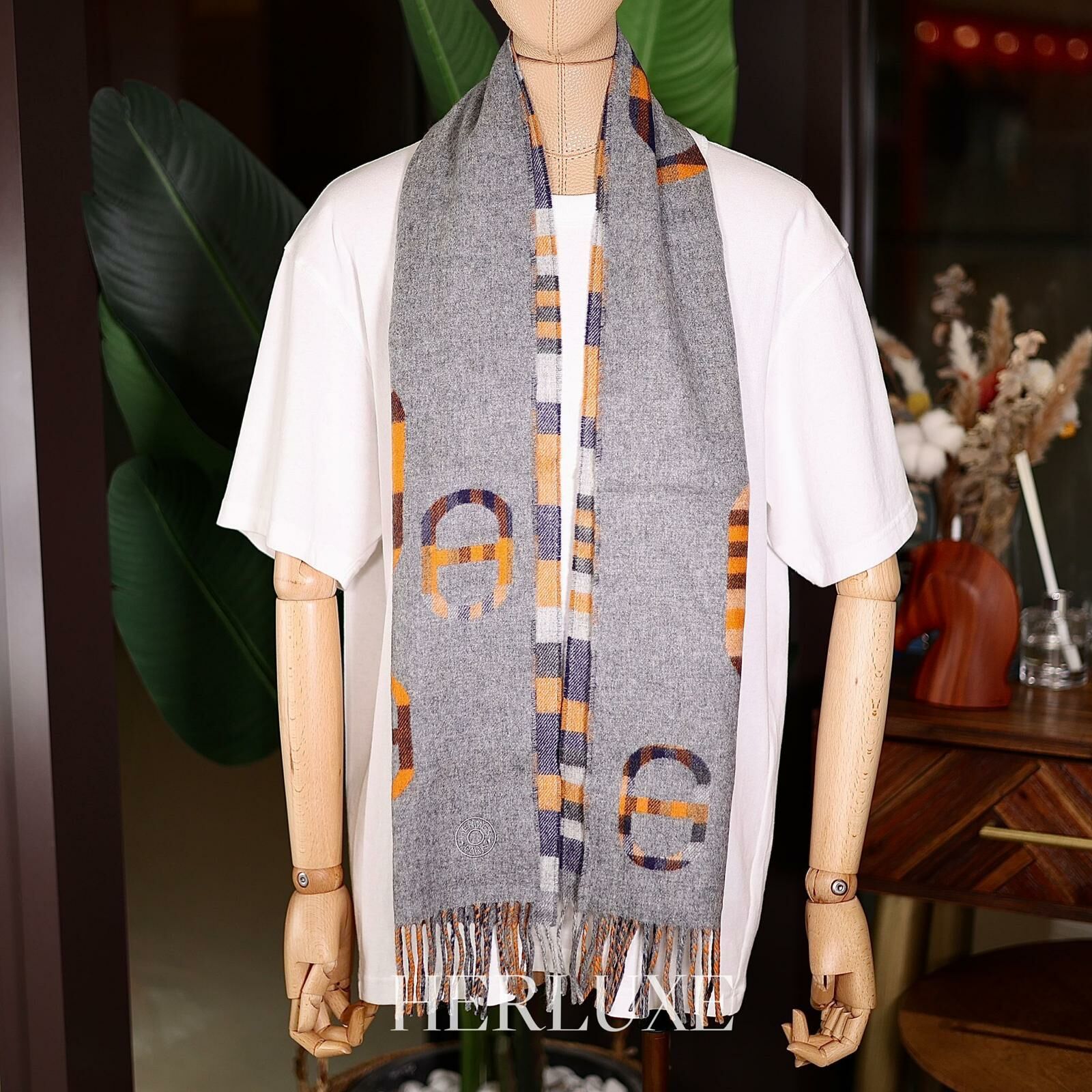 Muffler 100% cashmere grey 25x150cm豬鼻款