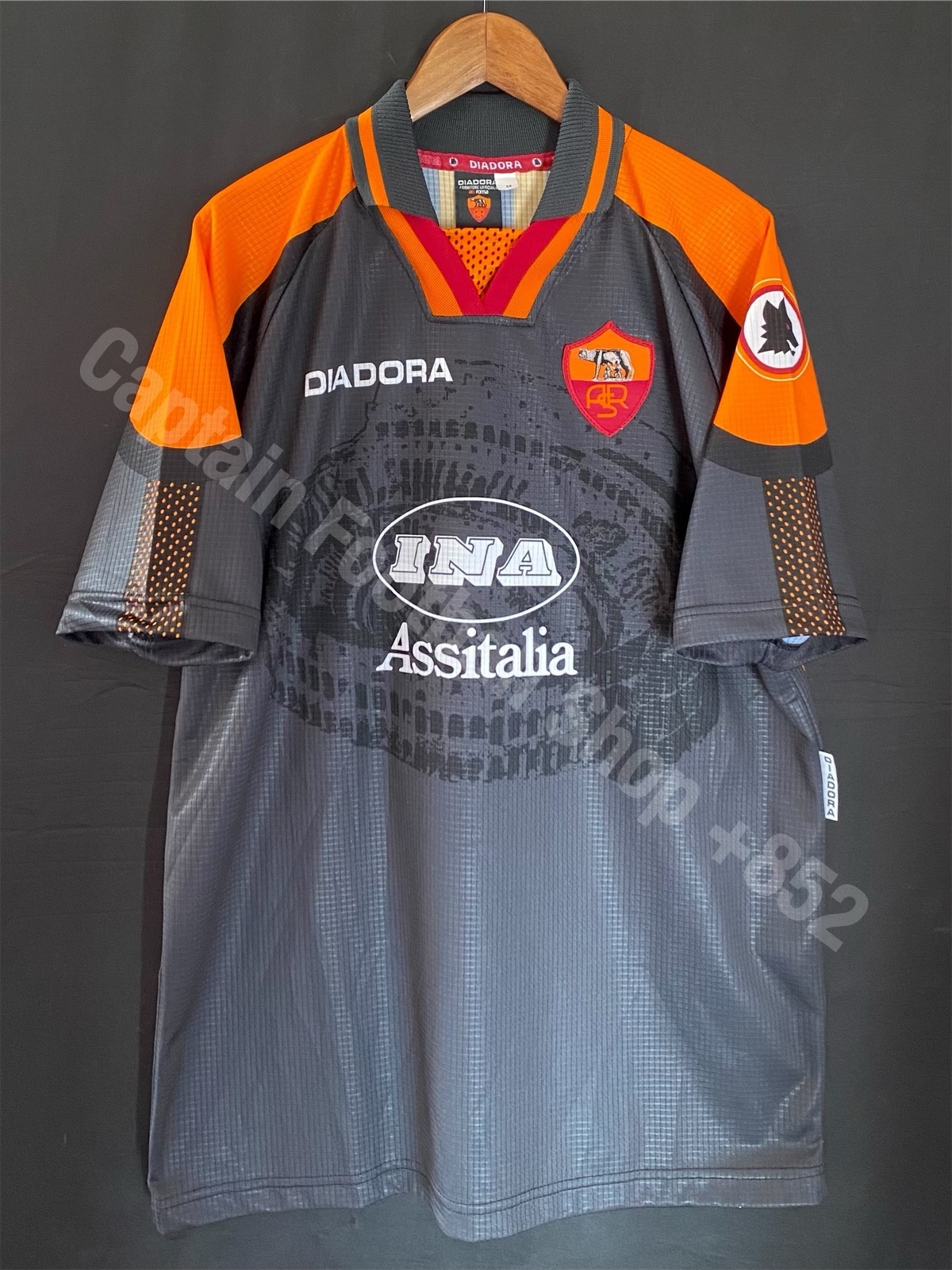 (Player Issue) AS Roma 1997-1998 Diadora Third Player Issue Shirt #2 CAFU