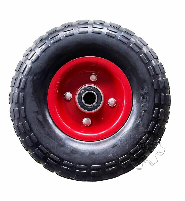 ＊中崙五金【附發票】專業 10吋 PU輪 硬輪 免打氣輪胎 紅框 手推車輪 獨輪車輪 萬年輪 雙軸承設計 特價中