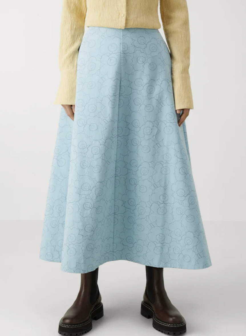 代購現貨 ｜ marimekko light blue 暗花半截裙 | Mitta Mini Piirto Unikk