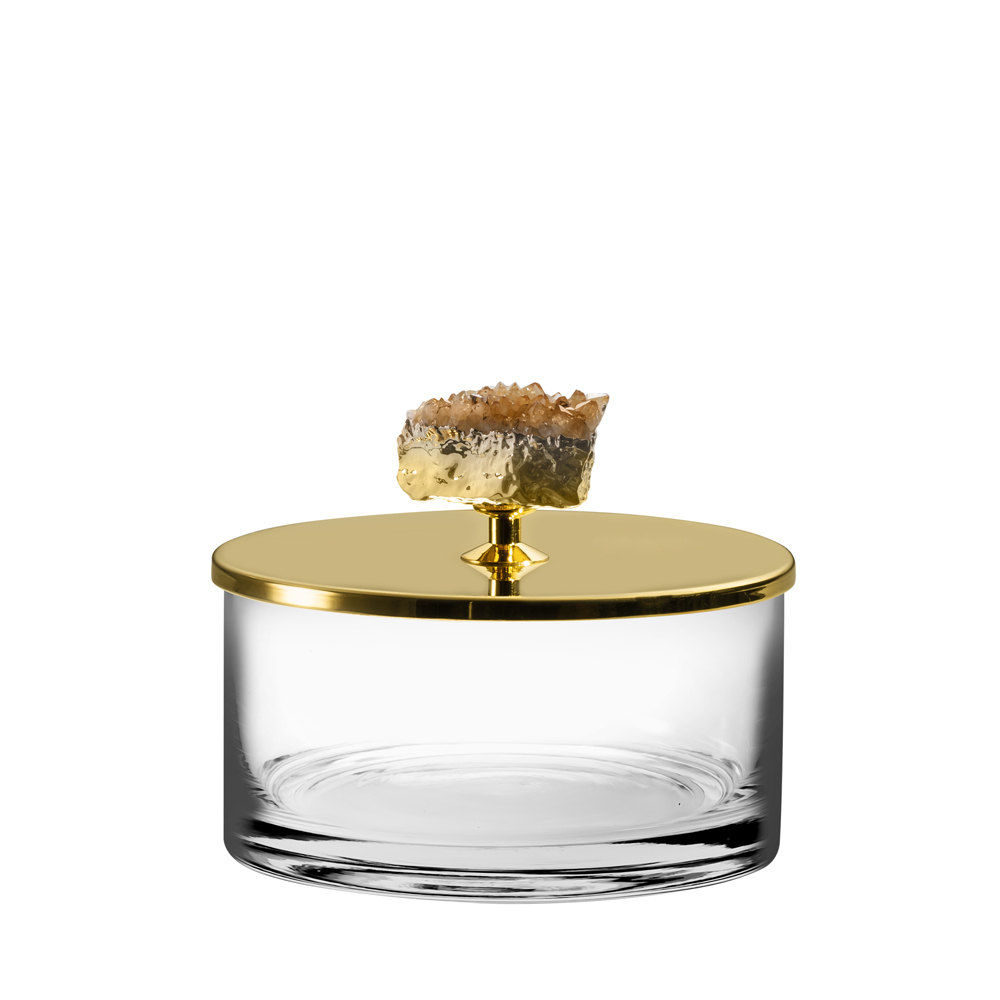 Riva - 柑橘石24K鍍金/不銹鋼圓盒