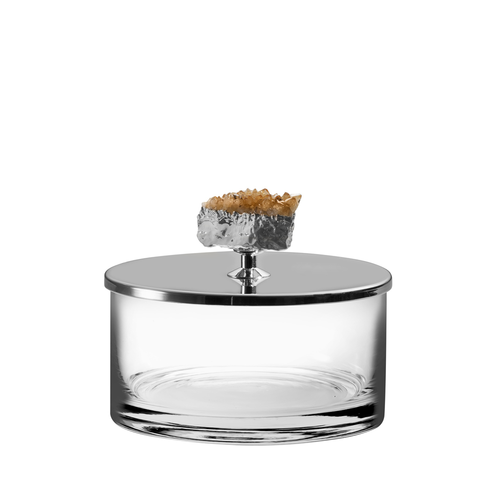 Riva - 柑橘石24K鍍金/不銹鋼圓盒