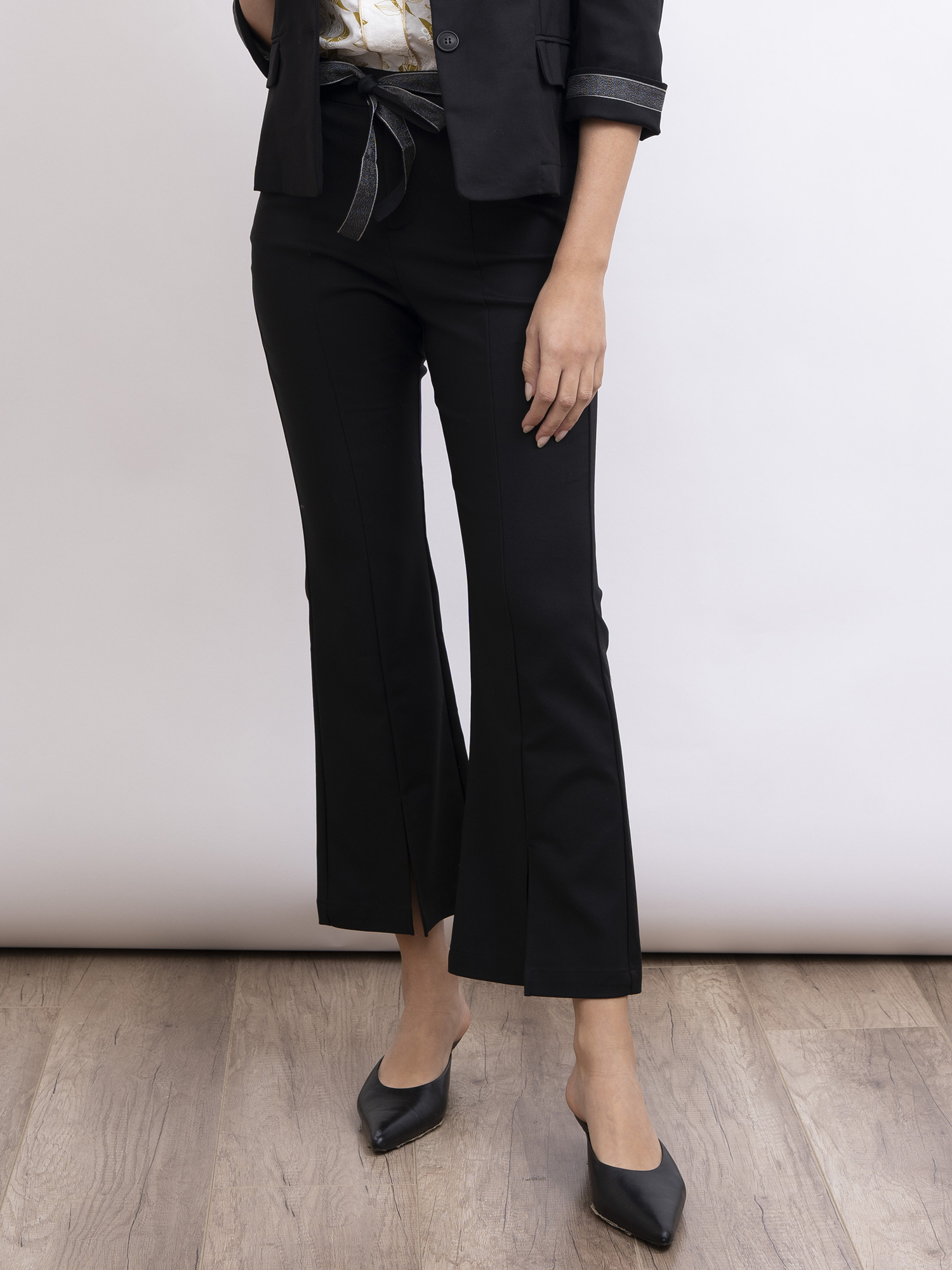 mi-tu 開衩喇叭西裝九分褲