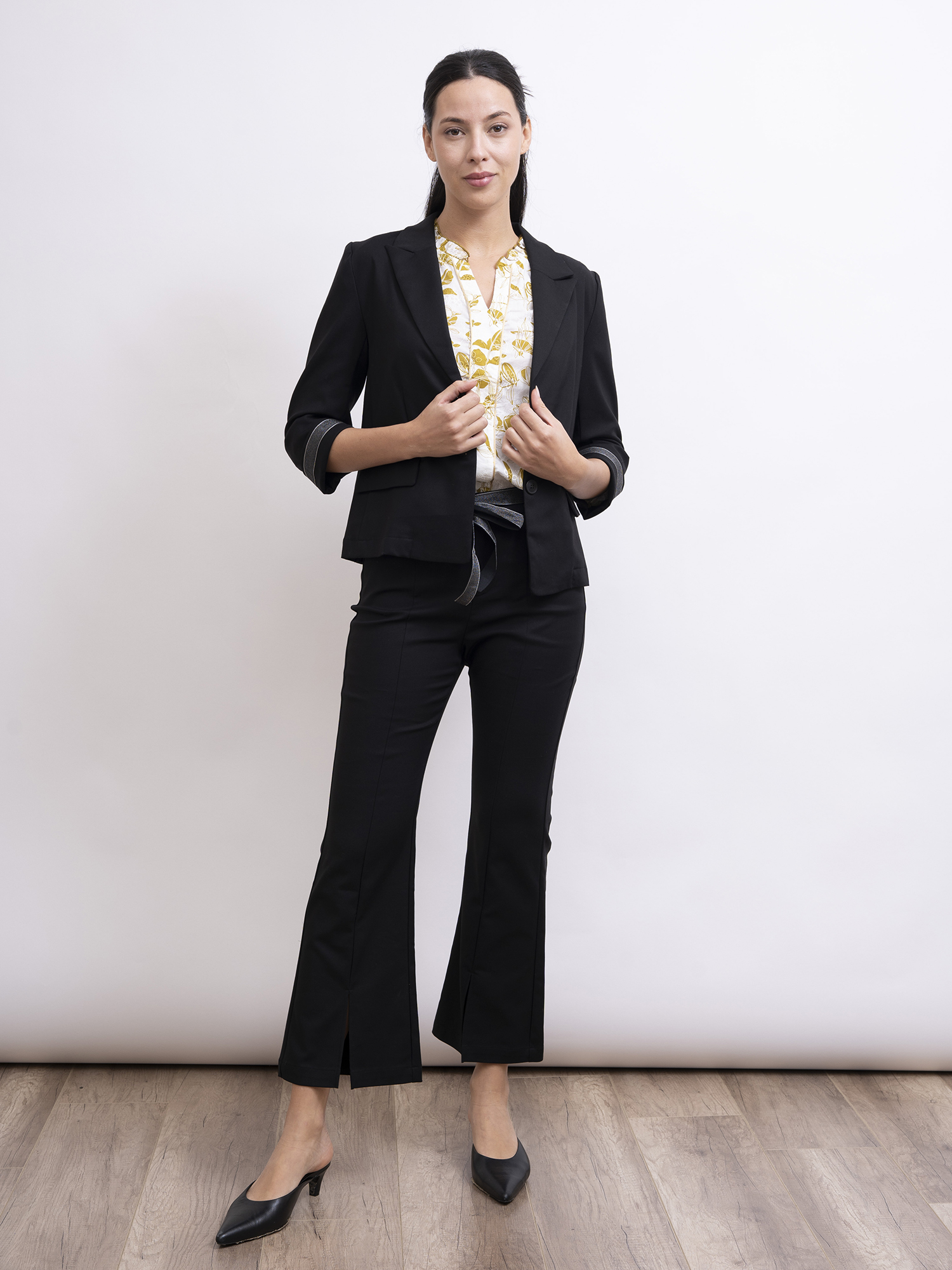 mi-tu 開衩喇叭西裝九分褲