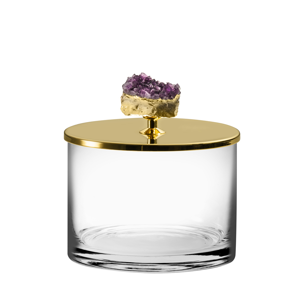 Riva - 紫水晶24K鍍金/不銹鋼圓盒