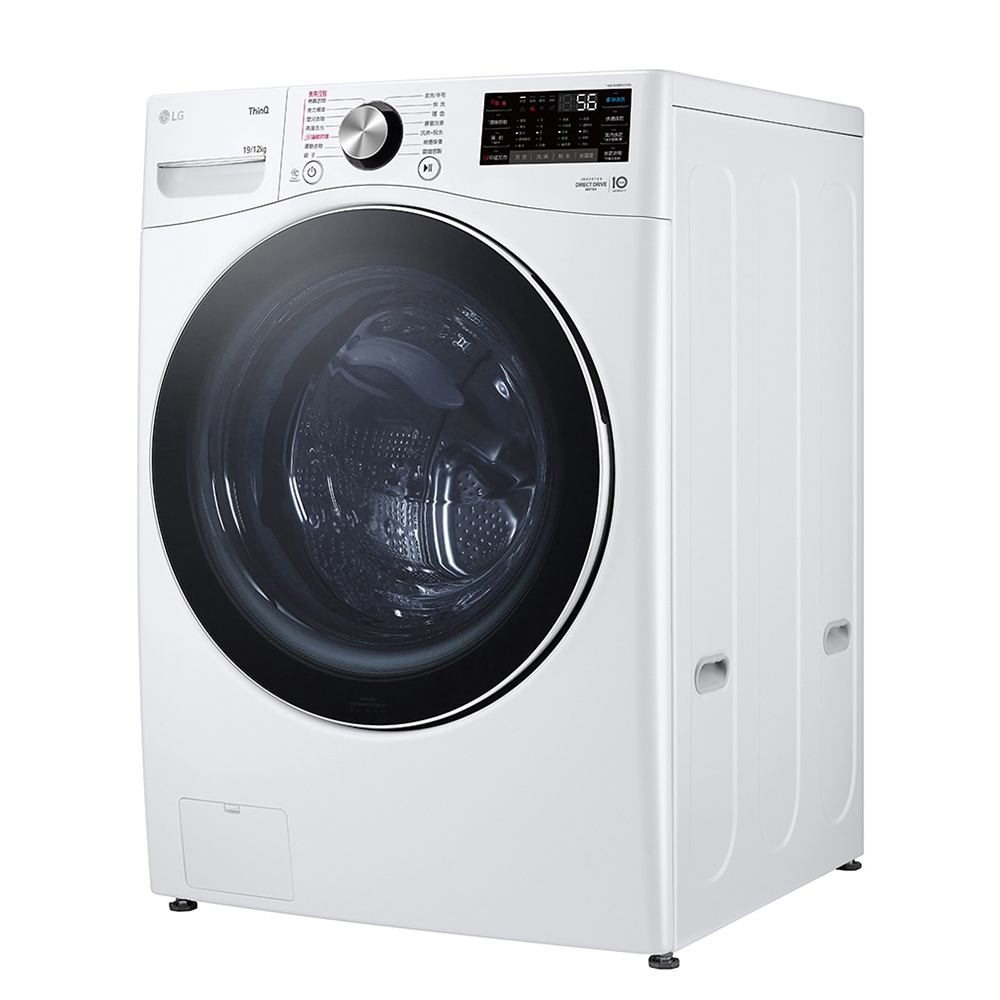 【LG 樂金】LG 蒸氣滾筒洗衣機 (蒸洗脫烘)｜19公斤｜WD-S19VDW (冰瓷白)