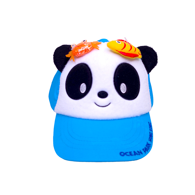 Blue Panda with Fish / Carb Plush Panel Cap