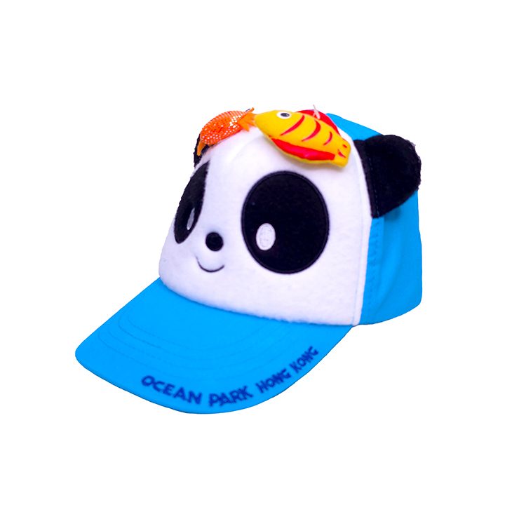 Blue Panda with Fish / Carb Plush Panel Cap