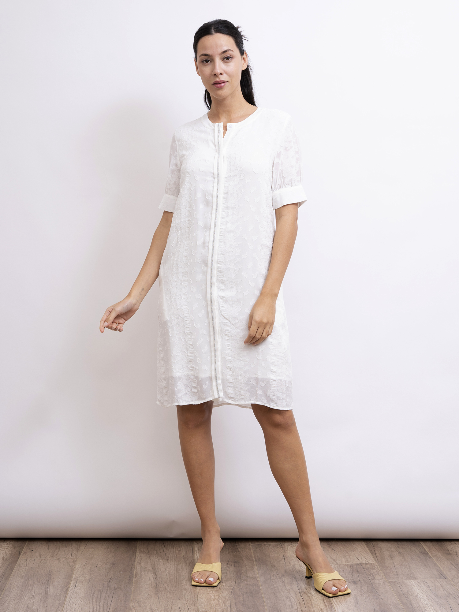 mi-tu 提花肌理圓領連身裙