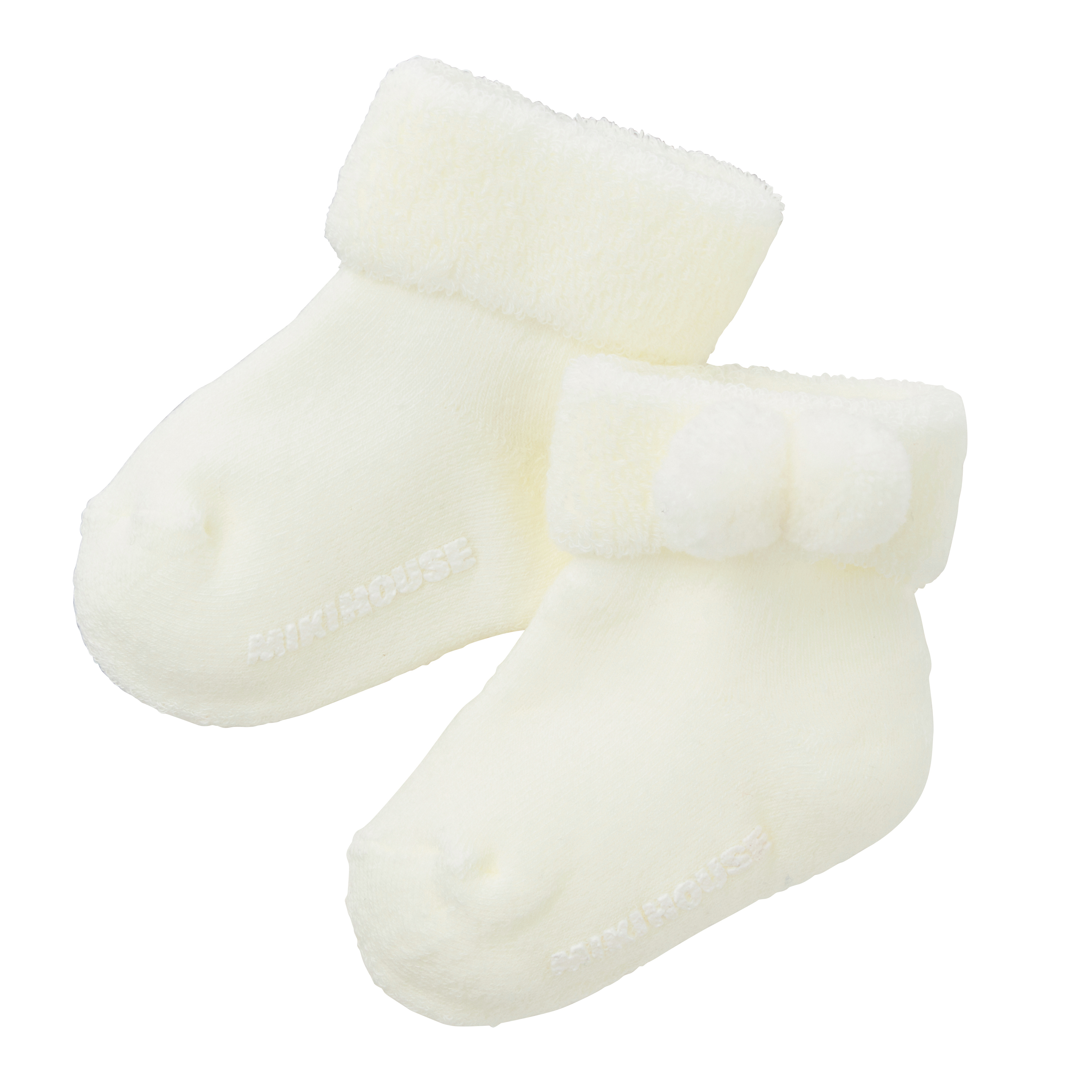 毛球嬰兒襪-白