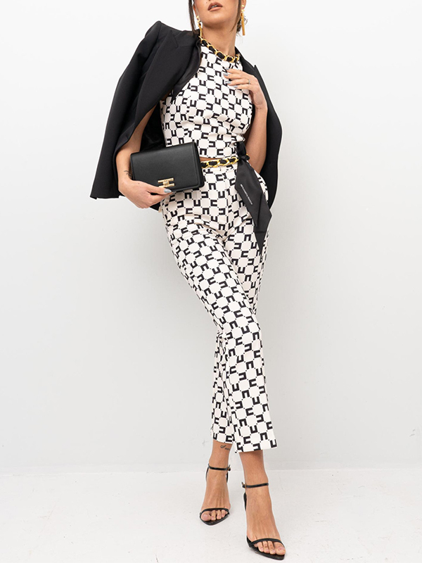 ‍‍Elisabetta Franchi 腰鍊綁帶九分褲