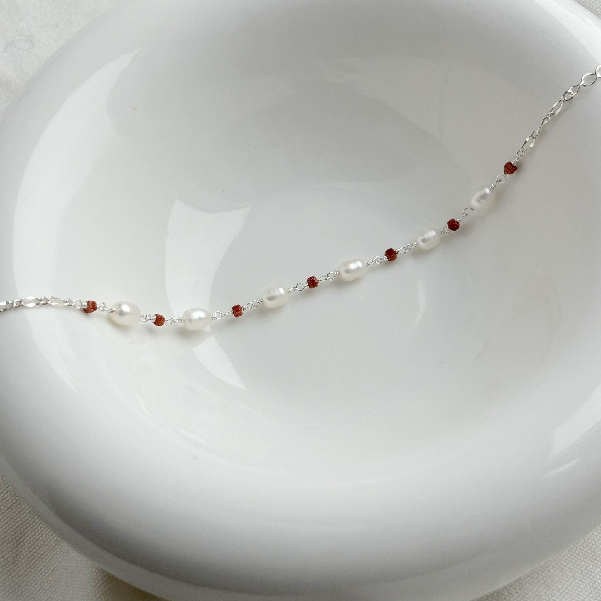 米粒珍珠金砂石手鍊