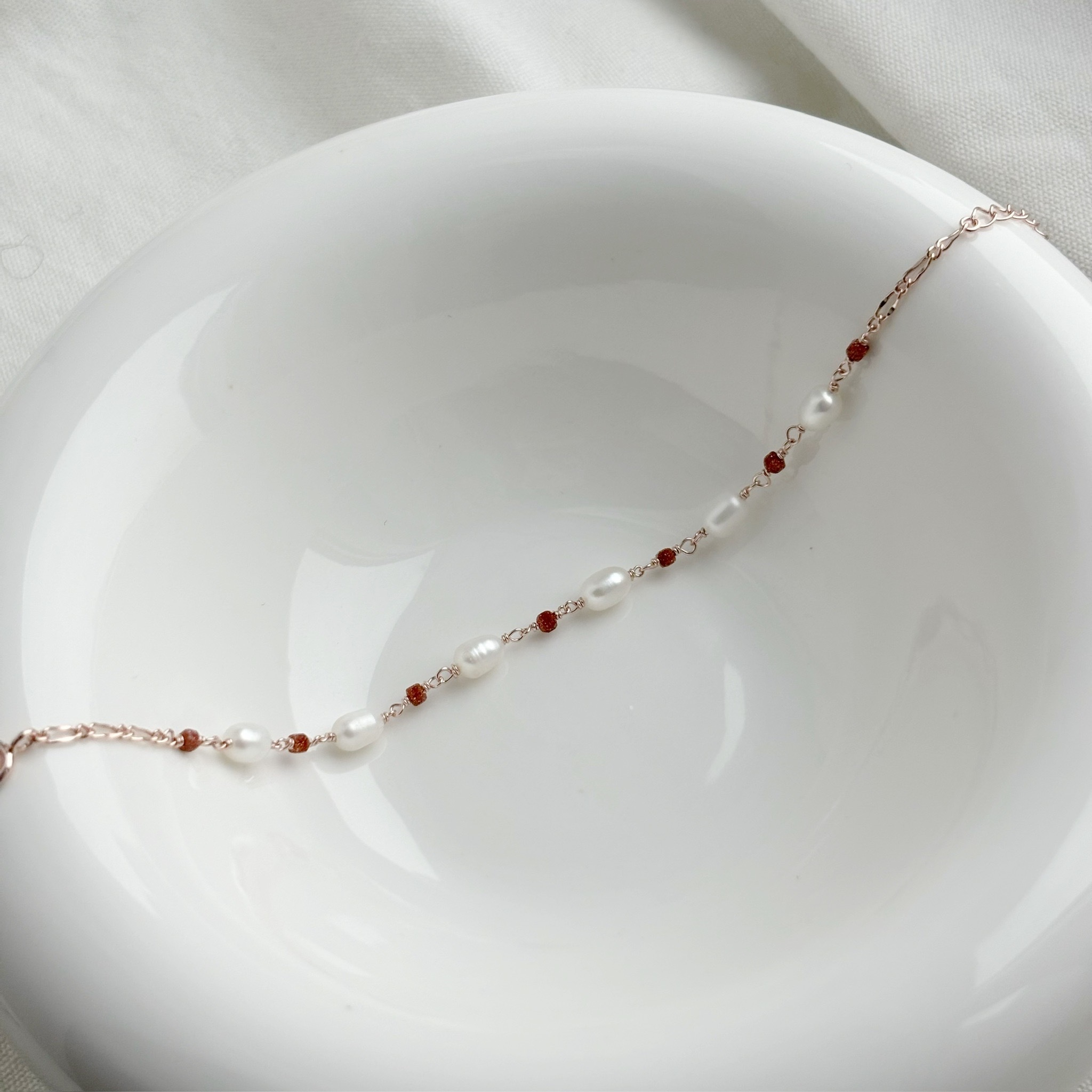 米粒珍珠金砂石手鍊