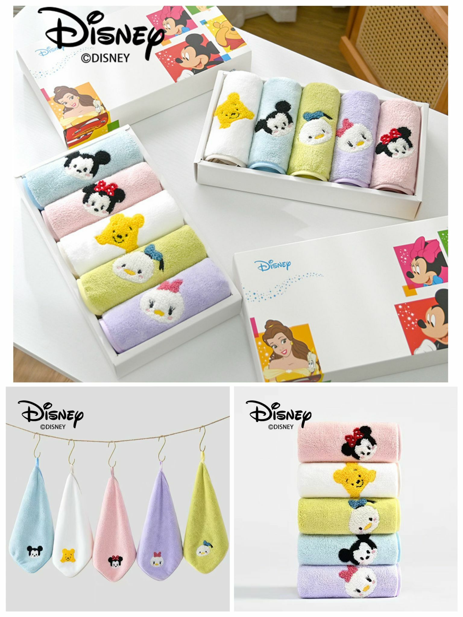 ⭐️迪士尼刺繡珊瑚絨毛巾套裝⭐️（一套5件）-2400261