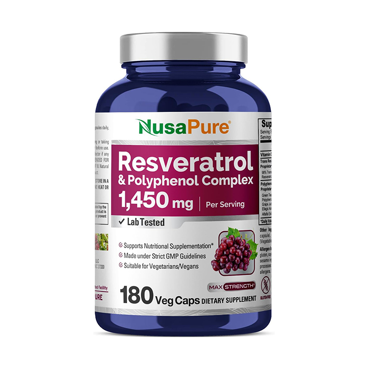 Nusapure Resveratrol & Polyphenol Complex 1450mg ,180 Veg Caps