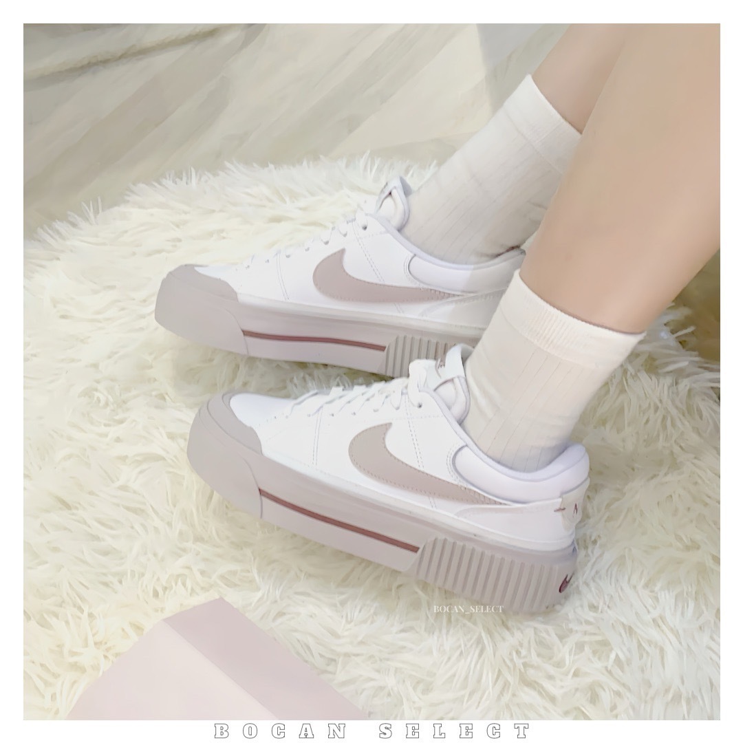 NIKE  COURT LEGACY  煙燻葡萄 白紫 皮革 拼接 復古 厚底 增高 (DM7590-105)