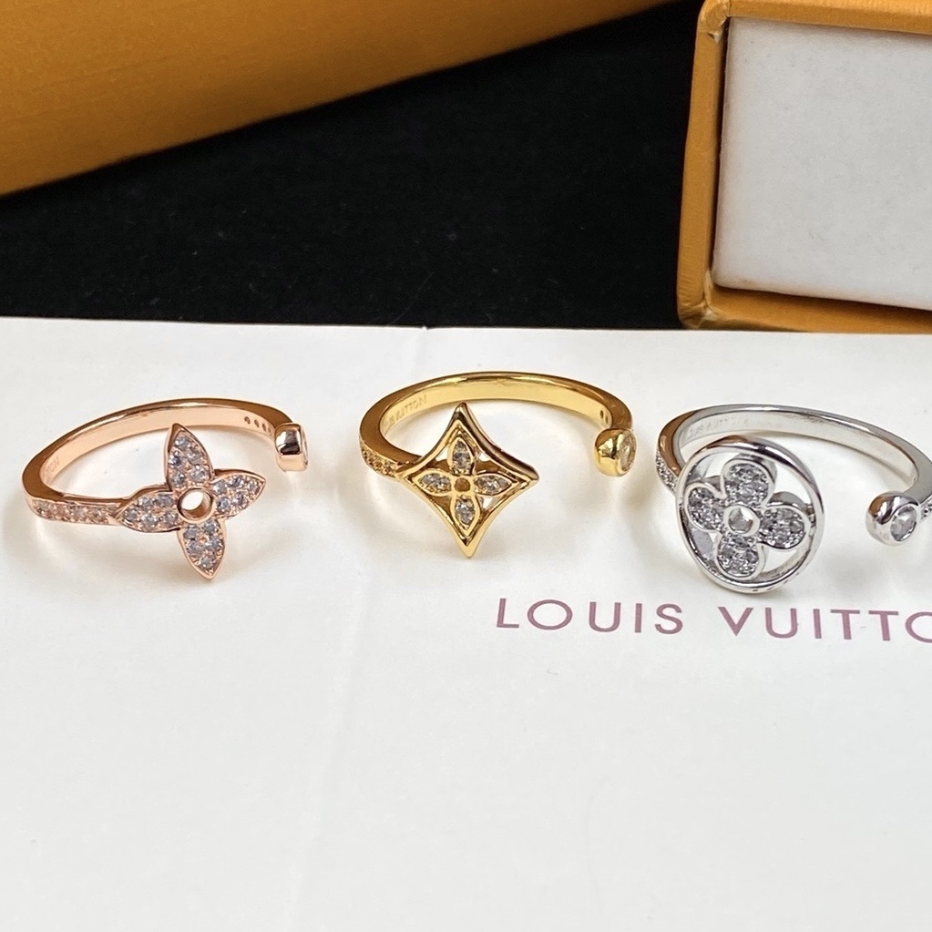 18k lv經典三款老花”Blossom三件組高奢定製鑽戒