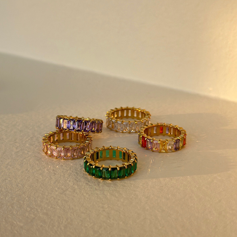 高奢彩鑽鋯石 滿圈一體開口戒