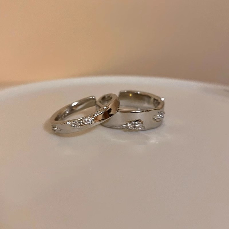 高級銀箔 點綴碎鑽星空開口戒