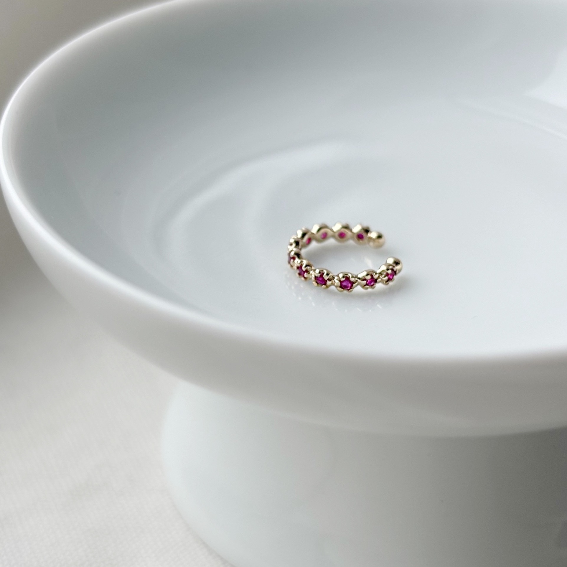 14K整圈小花紅寶石耳骨夾