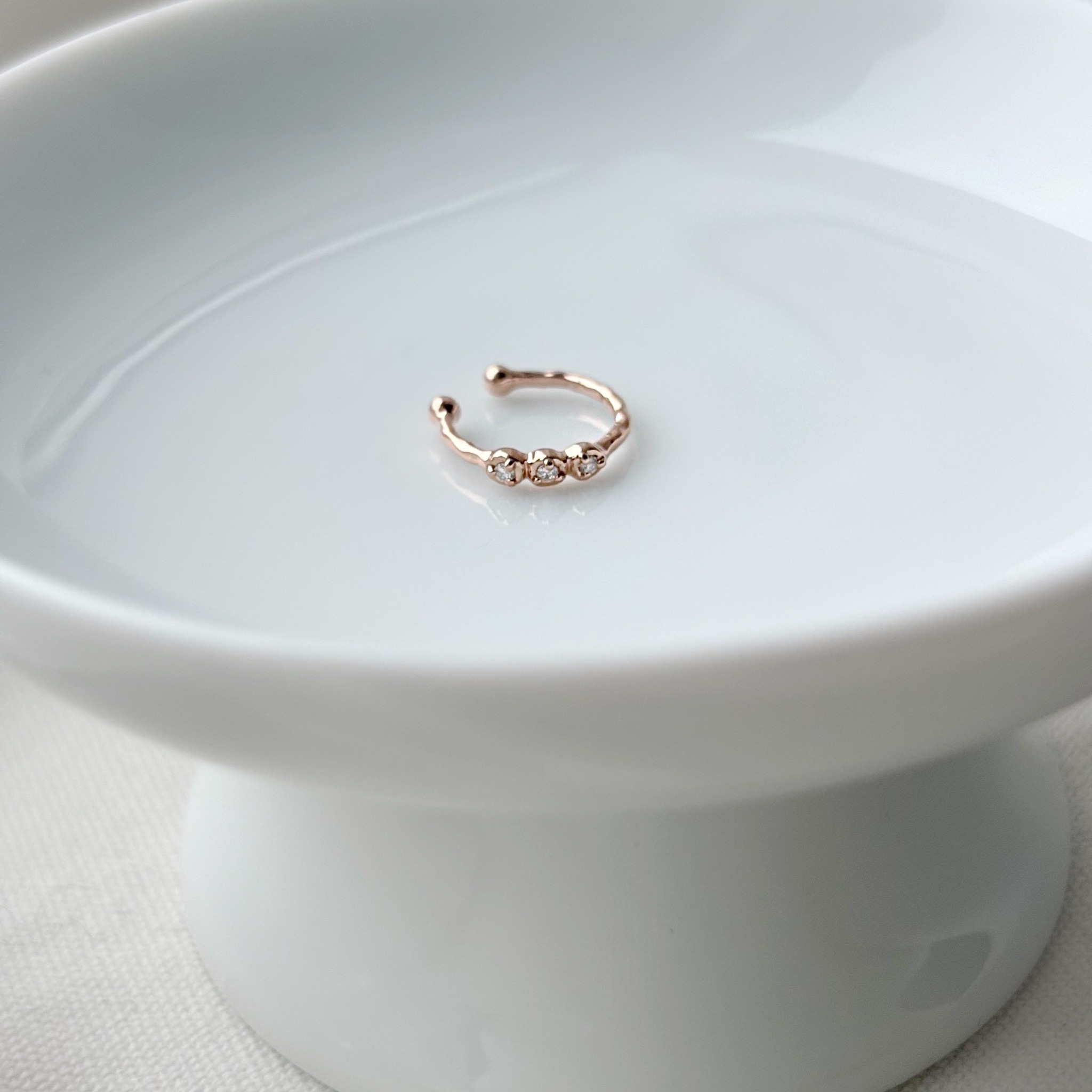 14K三連小真鑽耳骨夾