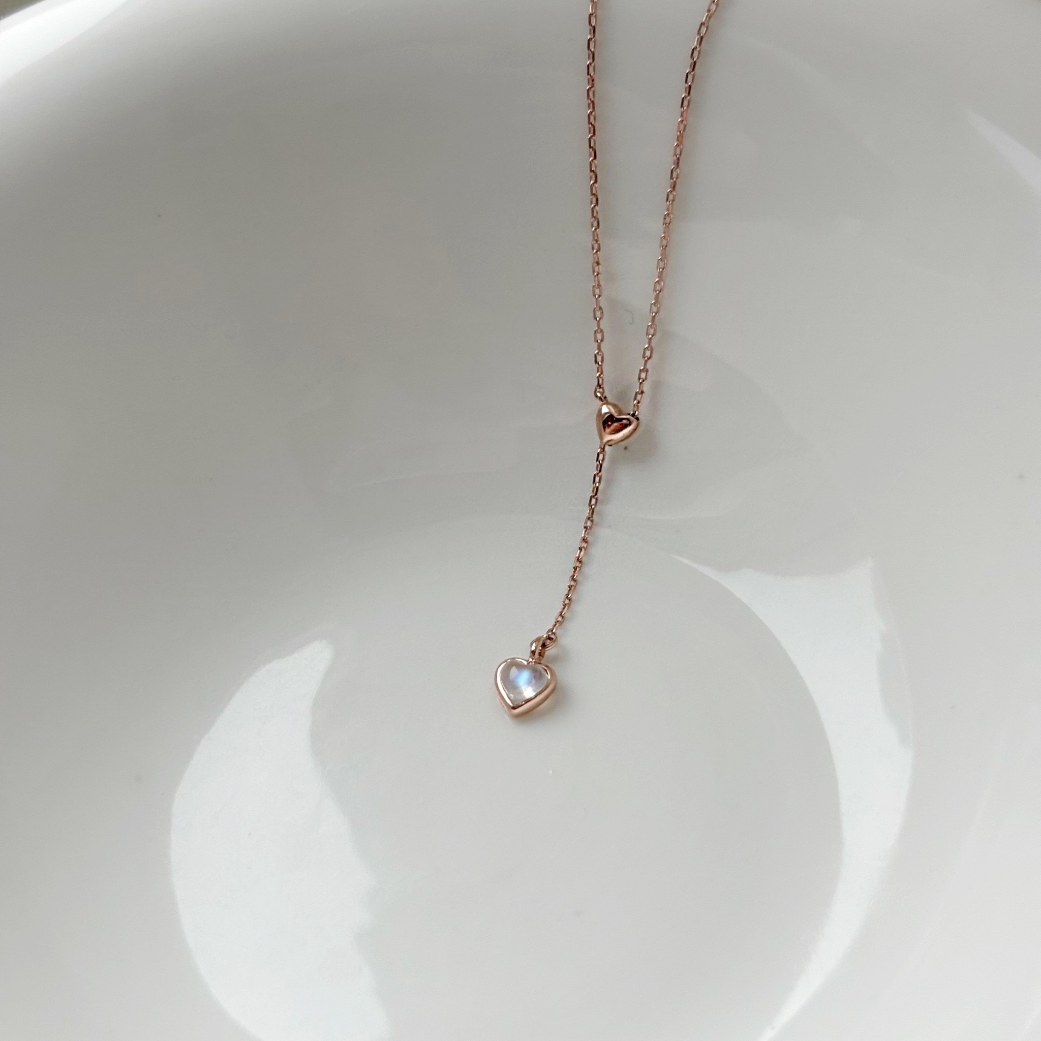 14K愛心月光可調式微Y字項鍊