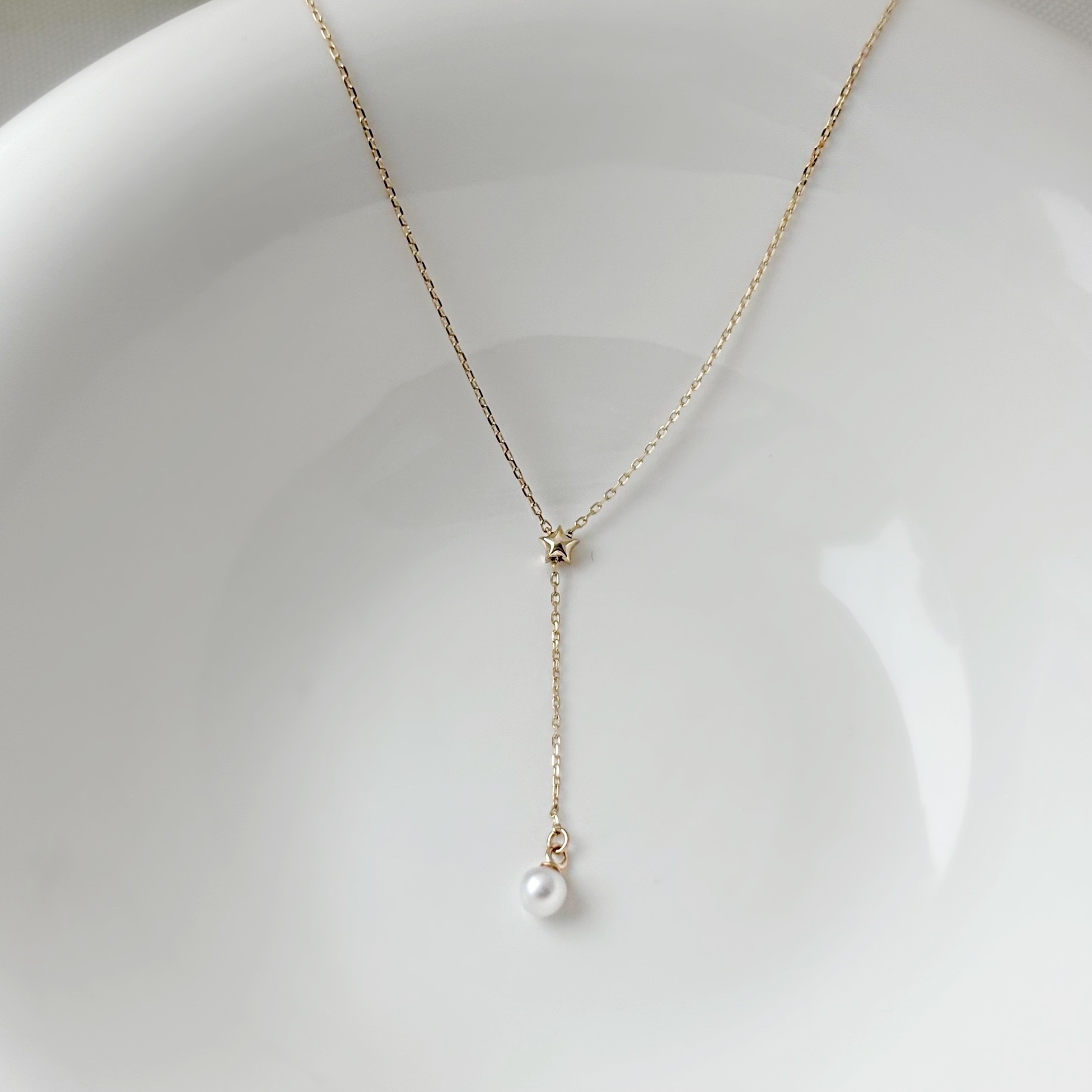14K星星珍珠可調式微Y字項鍊