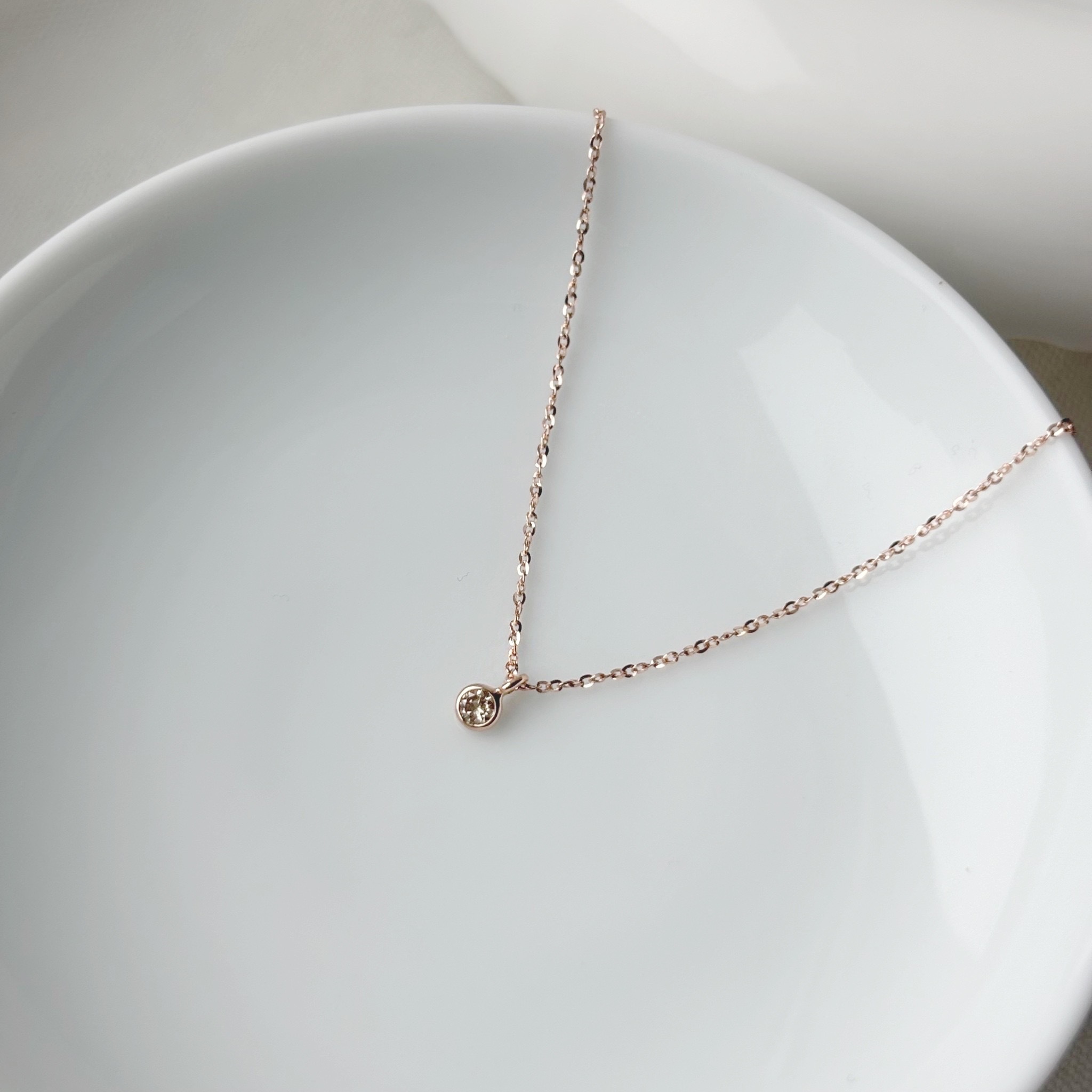 14K圓邊真鑽shinny鎖骨鏈