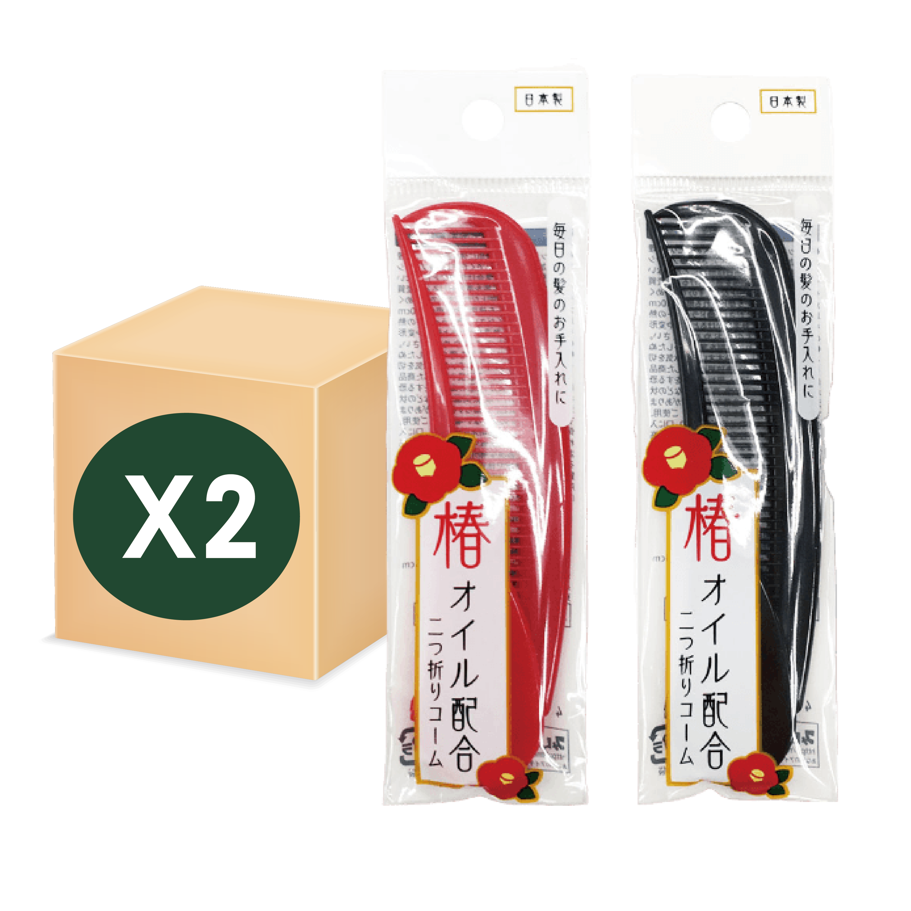 Motobayashi 山茶油半折梳TB-2-2 (3盒)