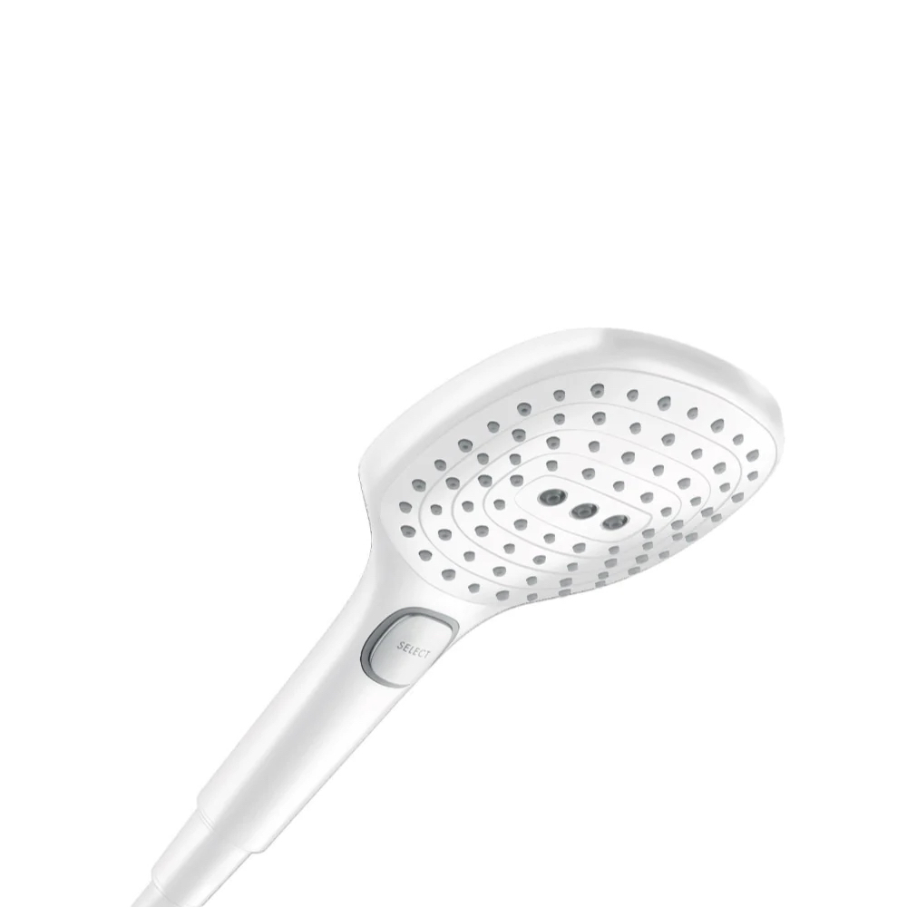 Hansgrohe Select E 120 雨中之舞三段按鍵式蓮蓬頭 (方)｜白烤 Chrome