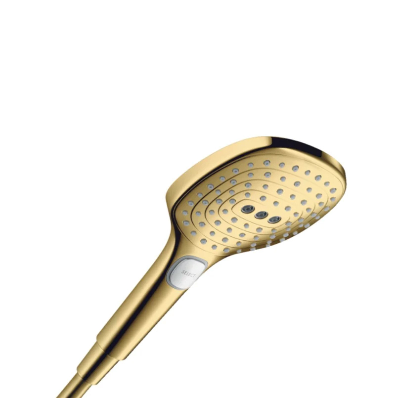 Hansgrohe Select E 120 雨中之舞三段按鍵式蓮蓬頭 (方)｜亮金 Chrome