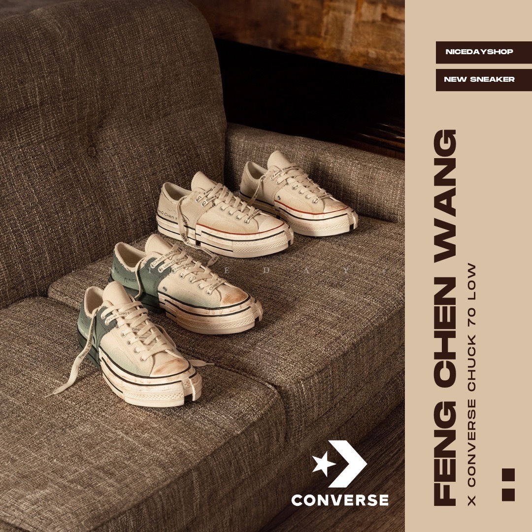 NICEDAY 代購 Converse x FENG CHEN WANG 2-In-1 王逢陳 白綠 米白 聯名款 解構 帆布鞋