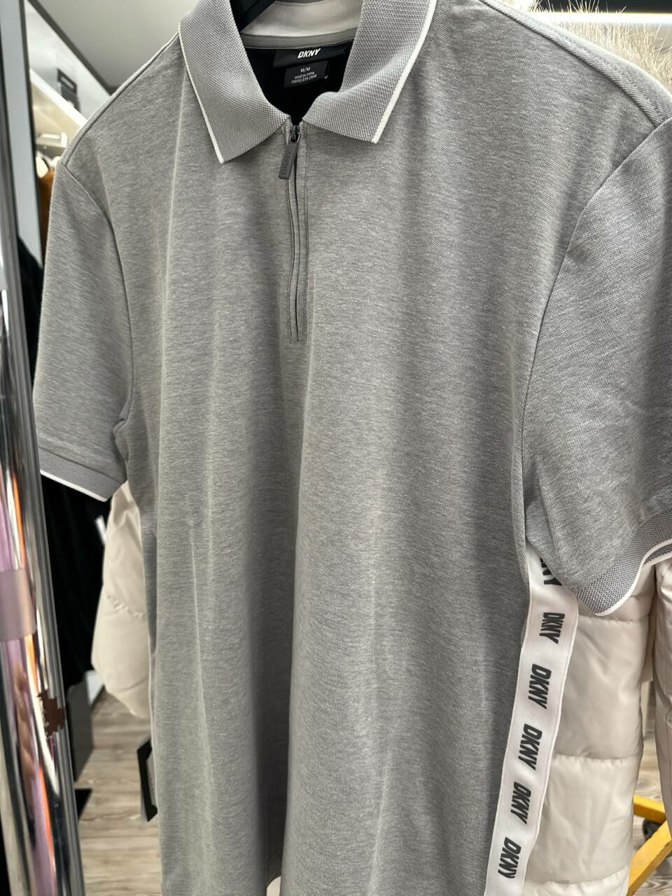 [S] DKNY QUARTER ZIP SPORT POLO,CHARCOAL, M2361123-CHA (SD869)